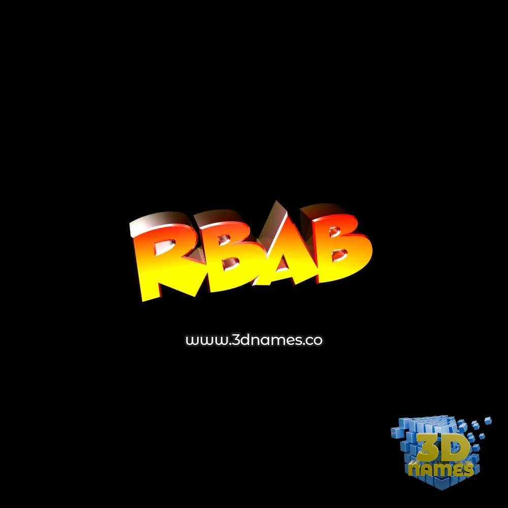 rbab in Black Background style - 3D name wallpaper