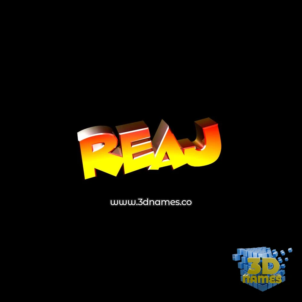 reaj in Black Background style - 3D name wallpaper