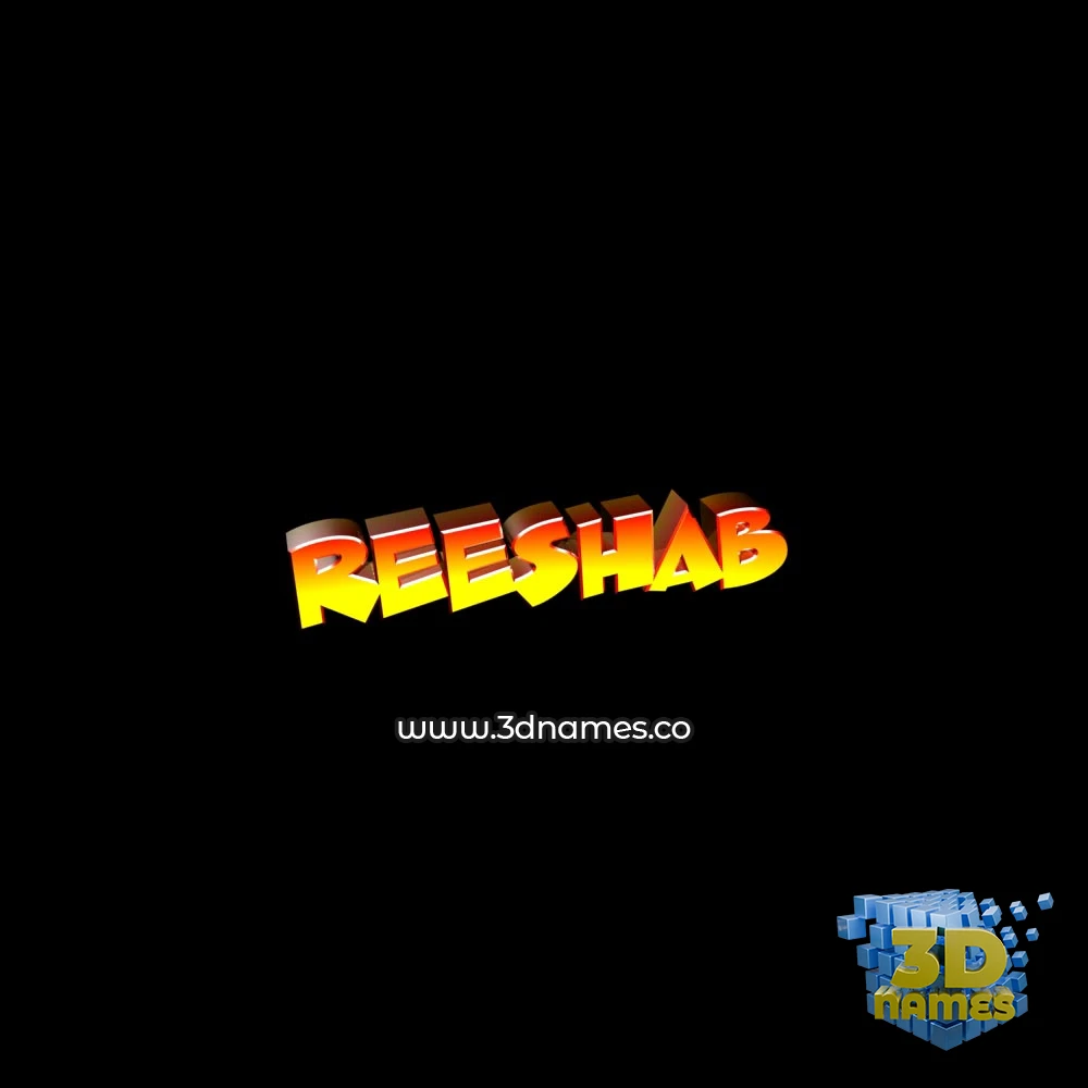 reeshab in Black Background style - 3D name wallpaper
