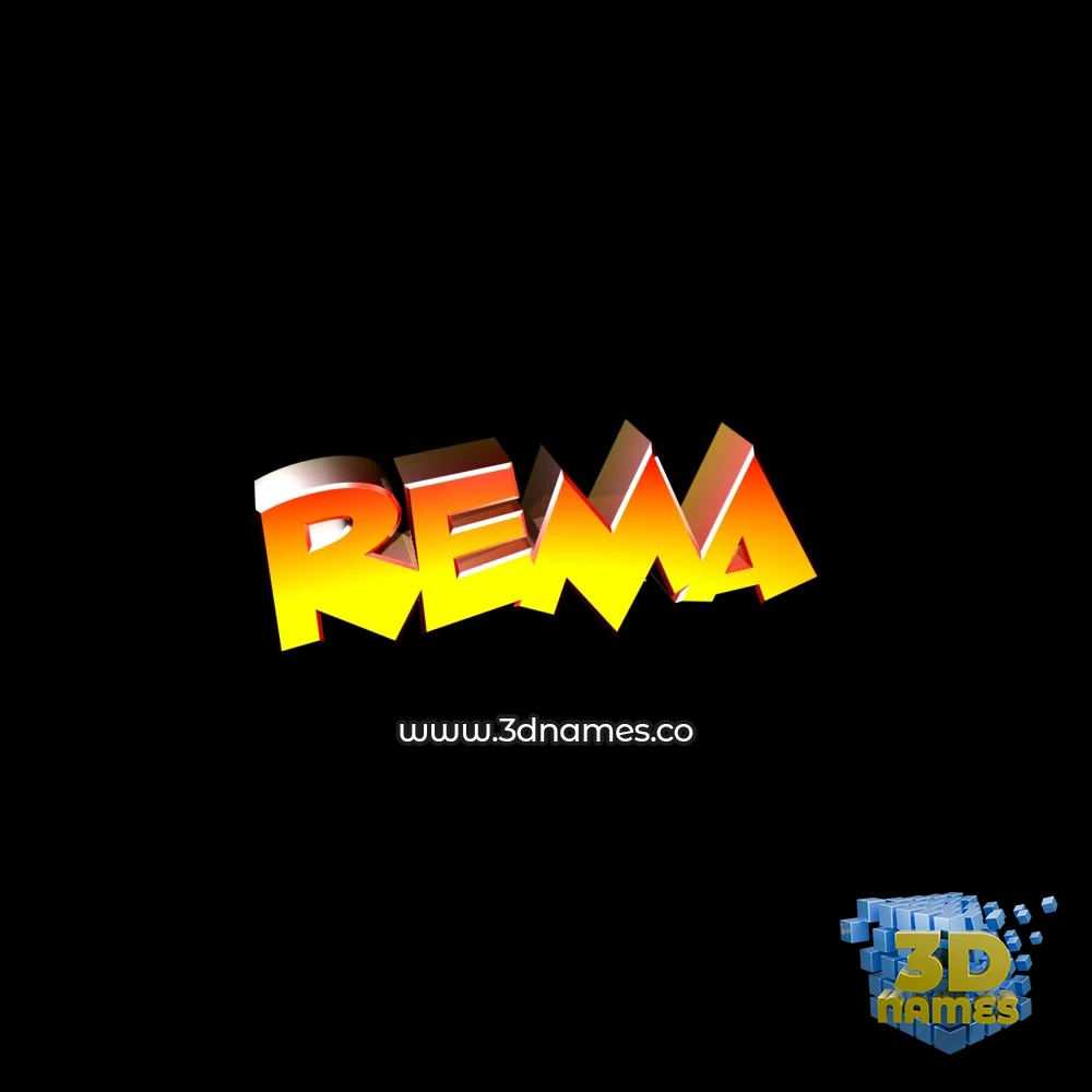 rema in Black Background style - 3D name wallpaper