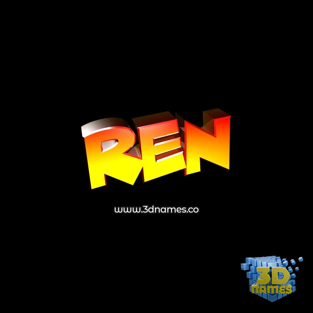 ren in Black Background style - 3D name wallpaper