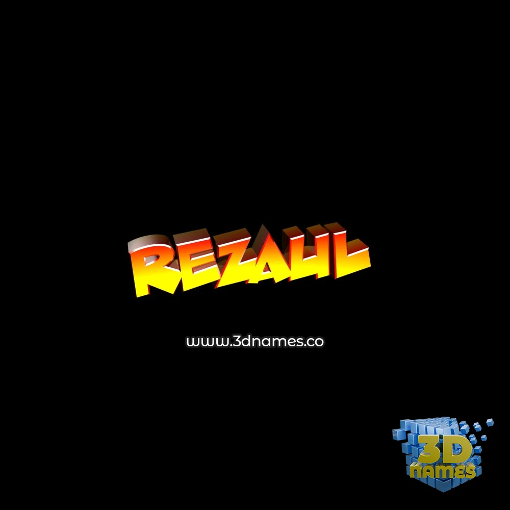 rezaul in Black Background style - 3D name wallpaper