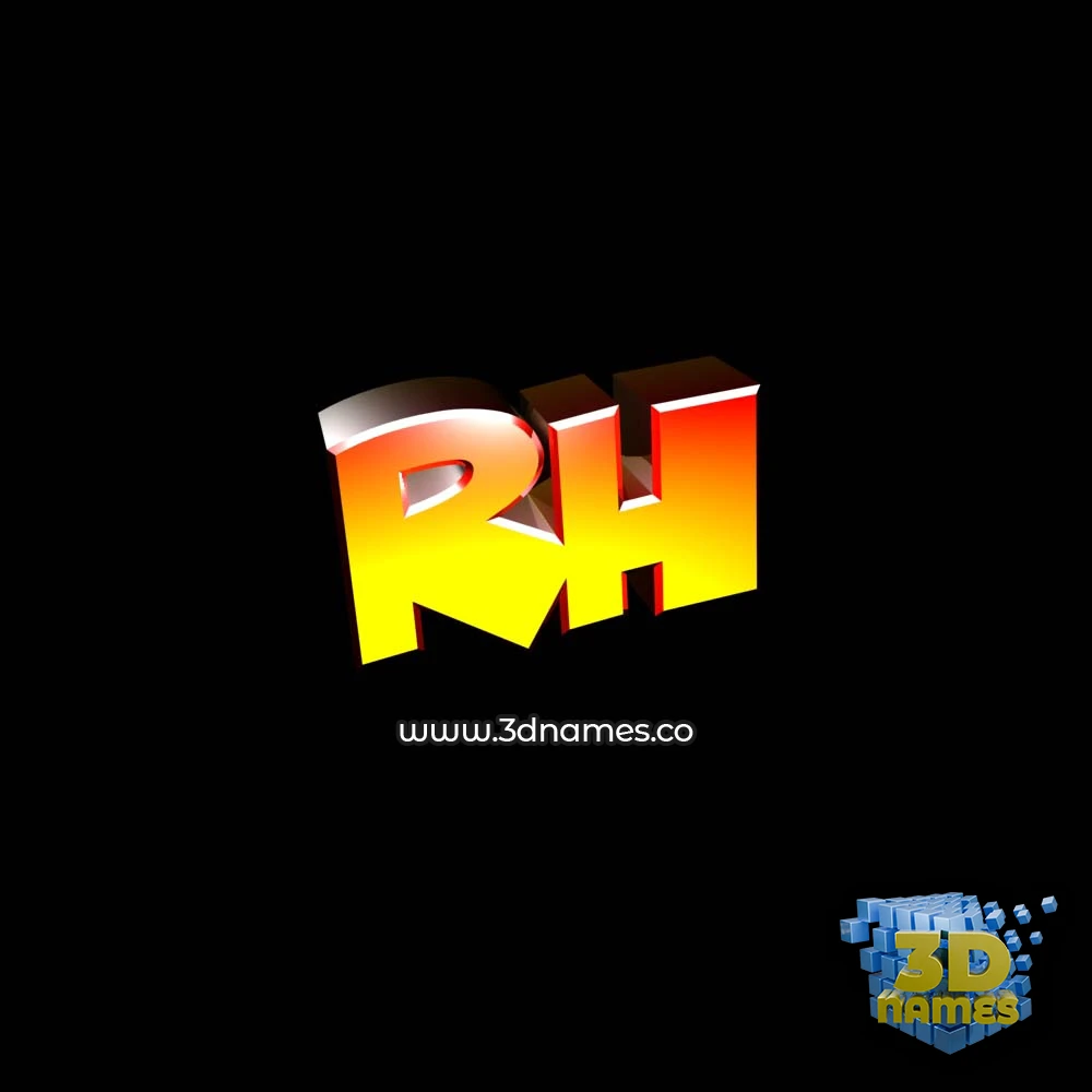 rh in Black Background style - 3D name wallpaper
