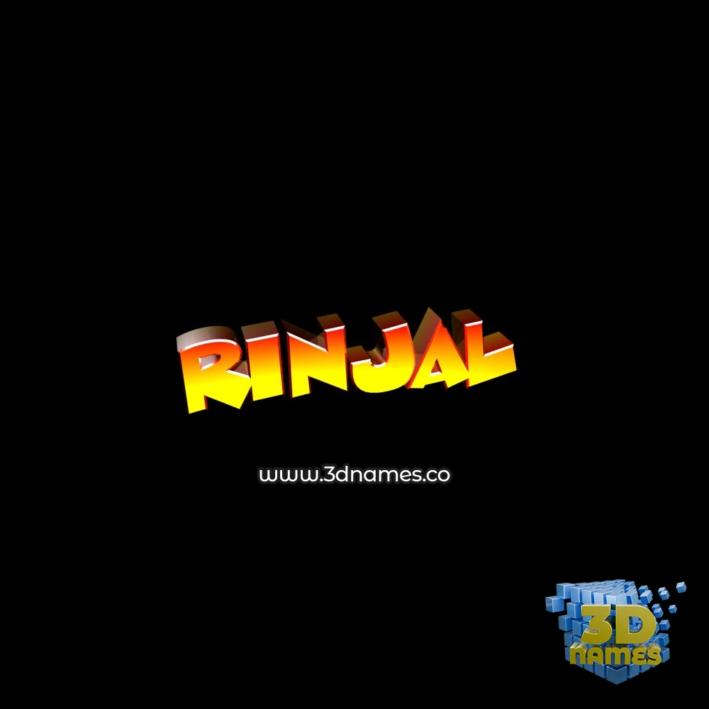 rinjal in Black Background style - 3D name wallpaper