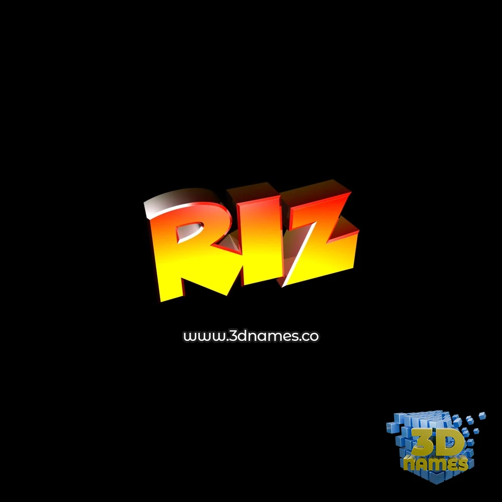 riz in Black Background style - 3D name wallpaper