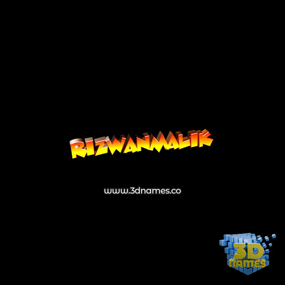 rizwanmalik in Black Background style - 3D name wallpaper