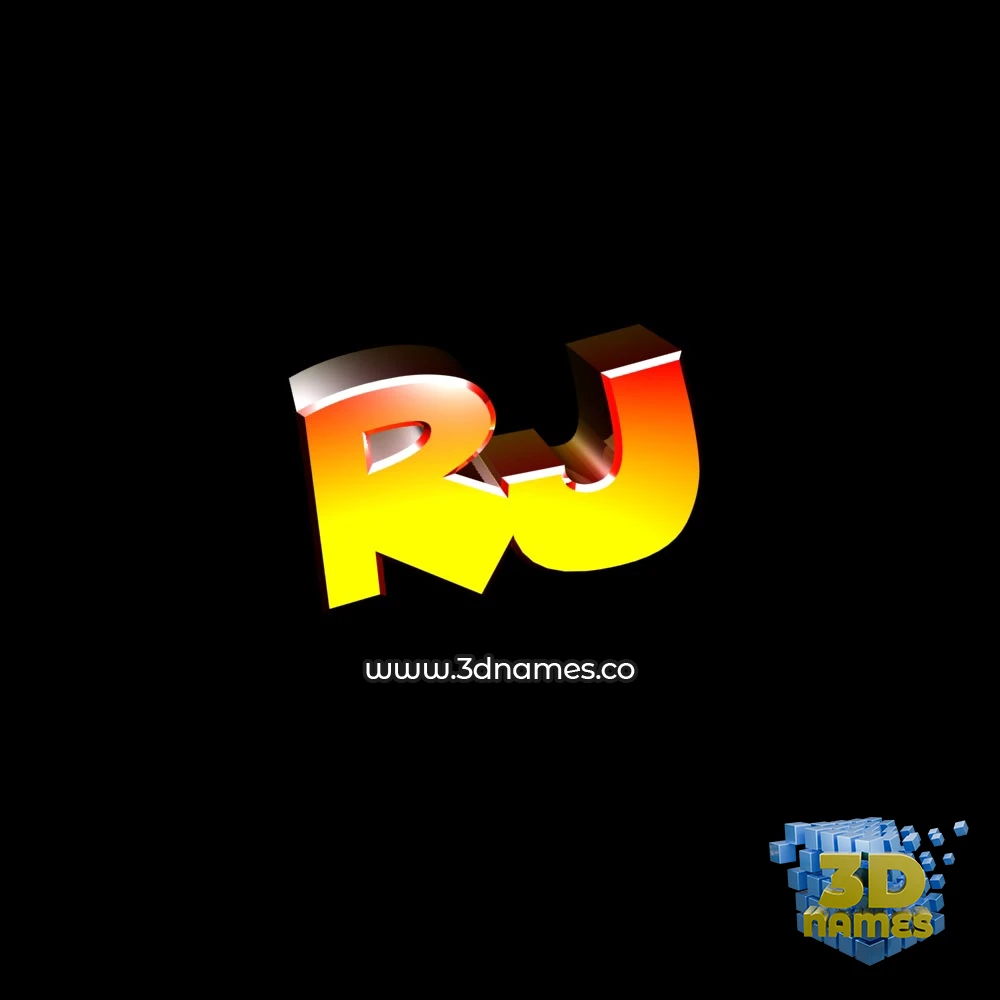 rj in Black Background style - 3D name wallpaper