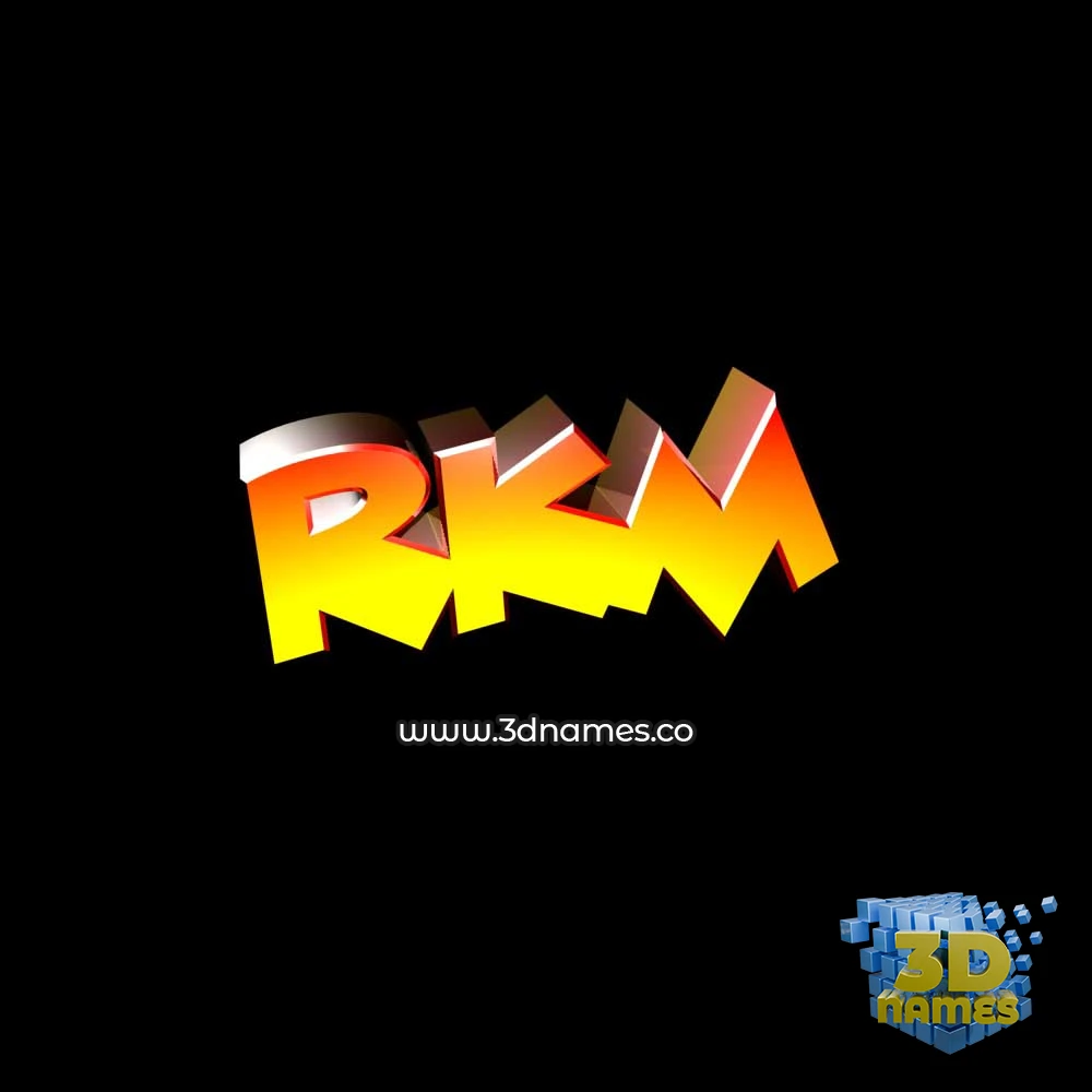 rkm in Black Background style - 3D name wallpaper
