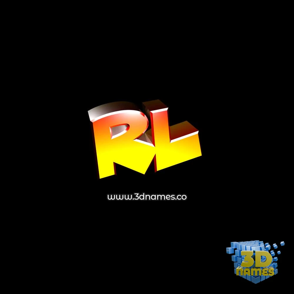 rl in Black Background style - 3D name wallpaper