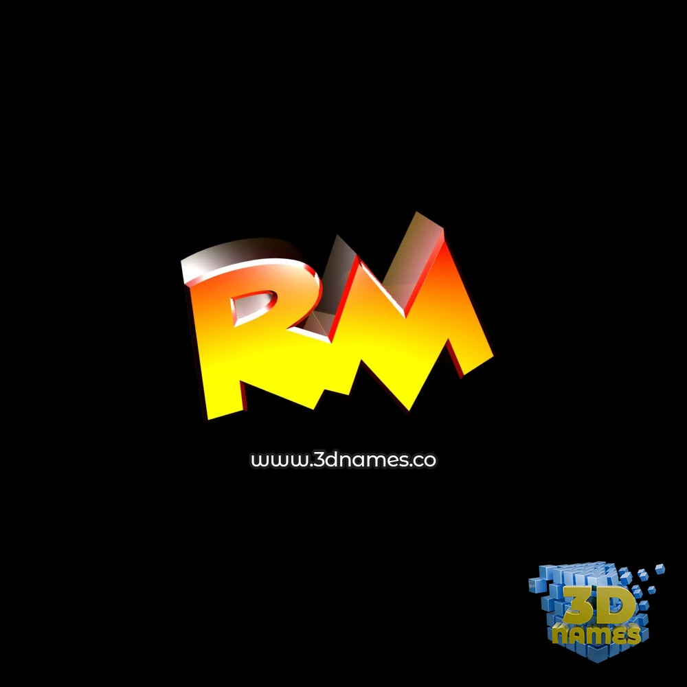 rm in Black Background style - 3D name wallpaper