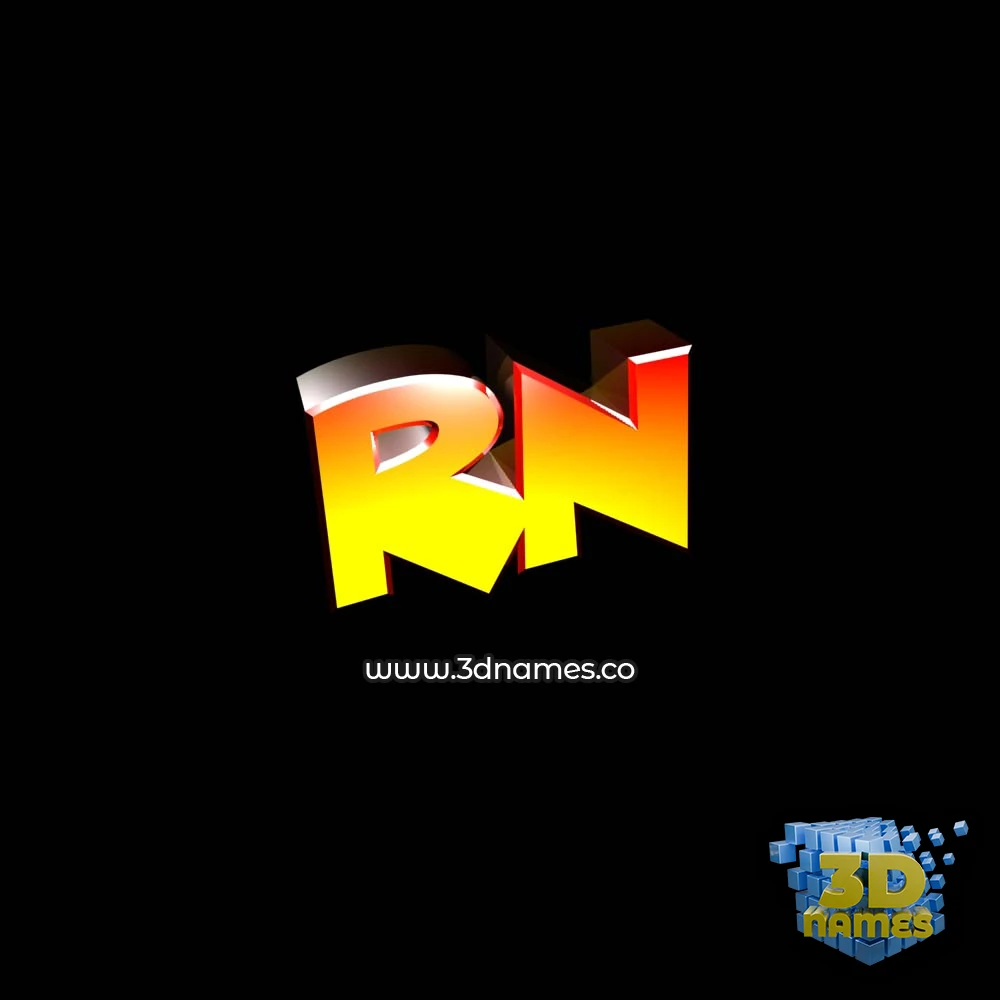 rn in Black Background style - 3D name wallpaper