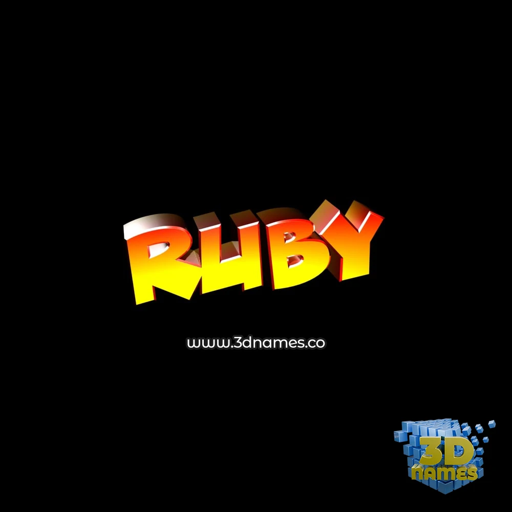 ruby in Black Background style - 3D name wallpaper