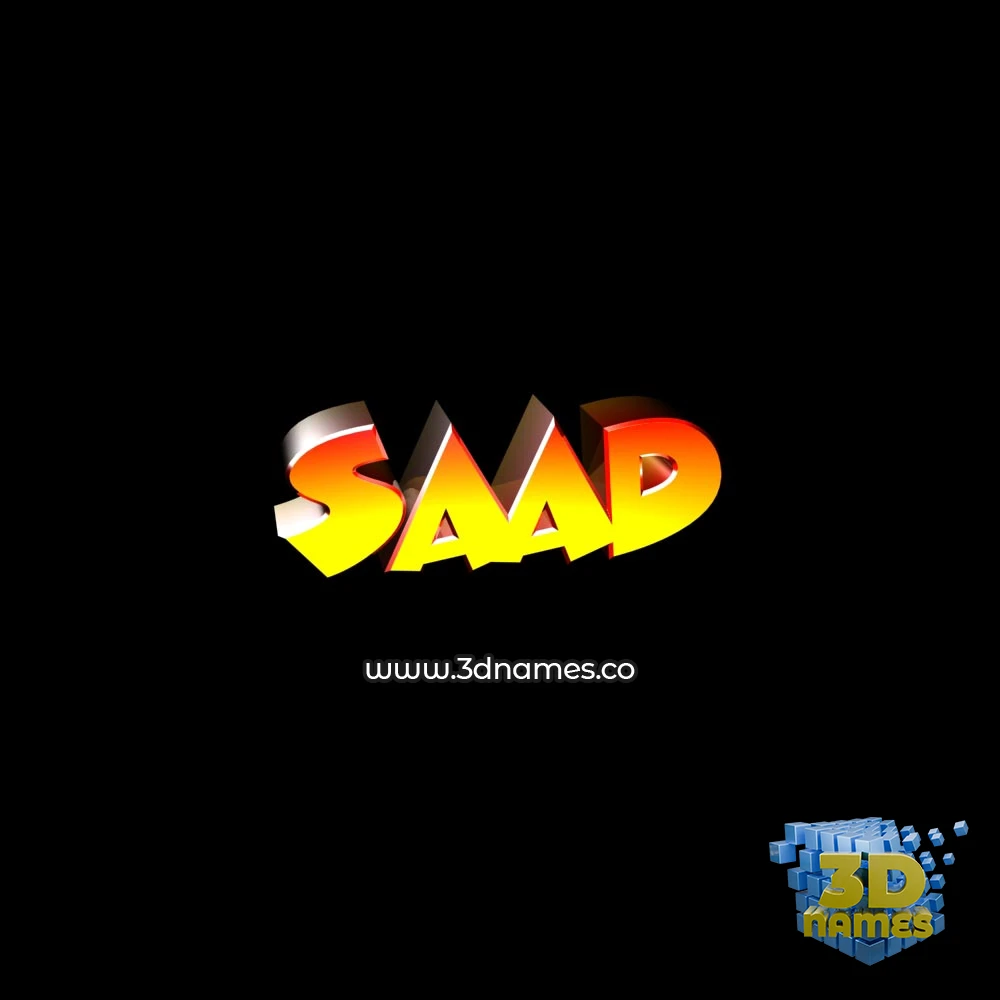 saad in Black Background style - 3D name wallpaper