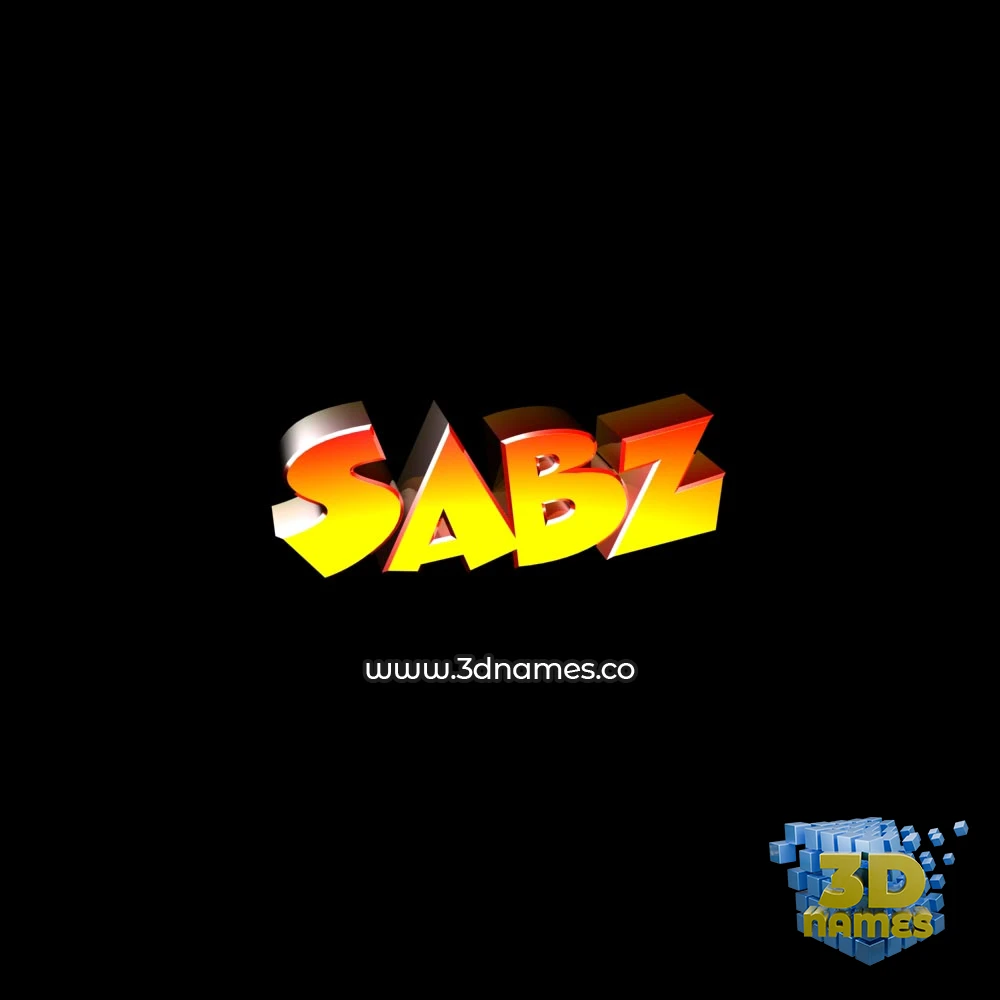 sabz in Black Background style - 3D name wallpaper