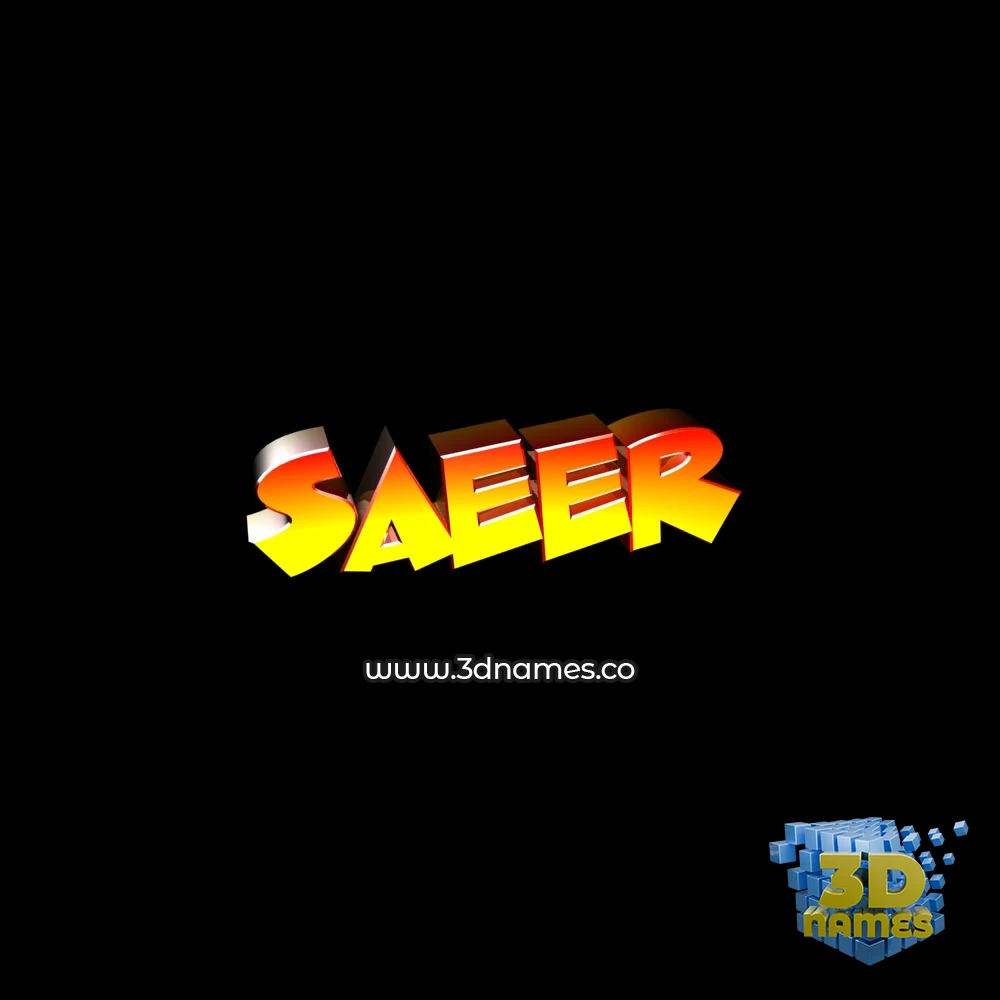 saeer in Black Background style - 3D name wallpaper