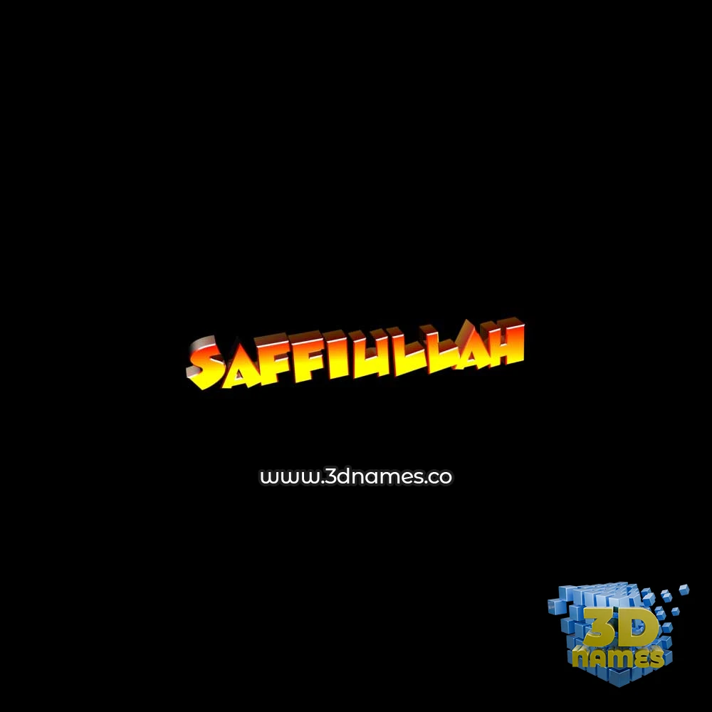 saffiullah in Black Background style - 3D name wallpaper
