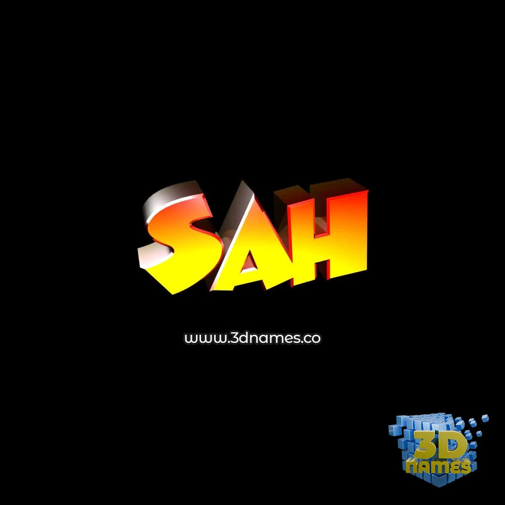 sah in Black Background style - 3D name wallpaper