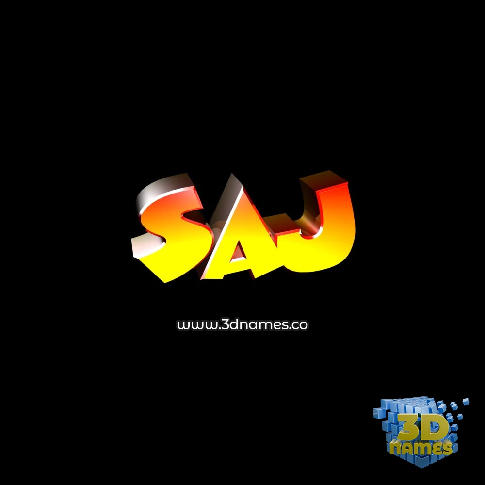 saj in Black Background style - 3D name wallpaper
