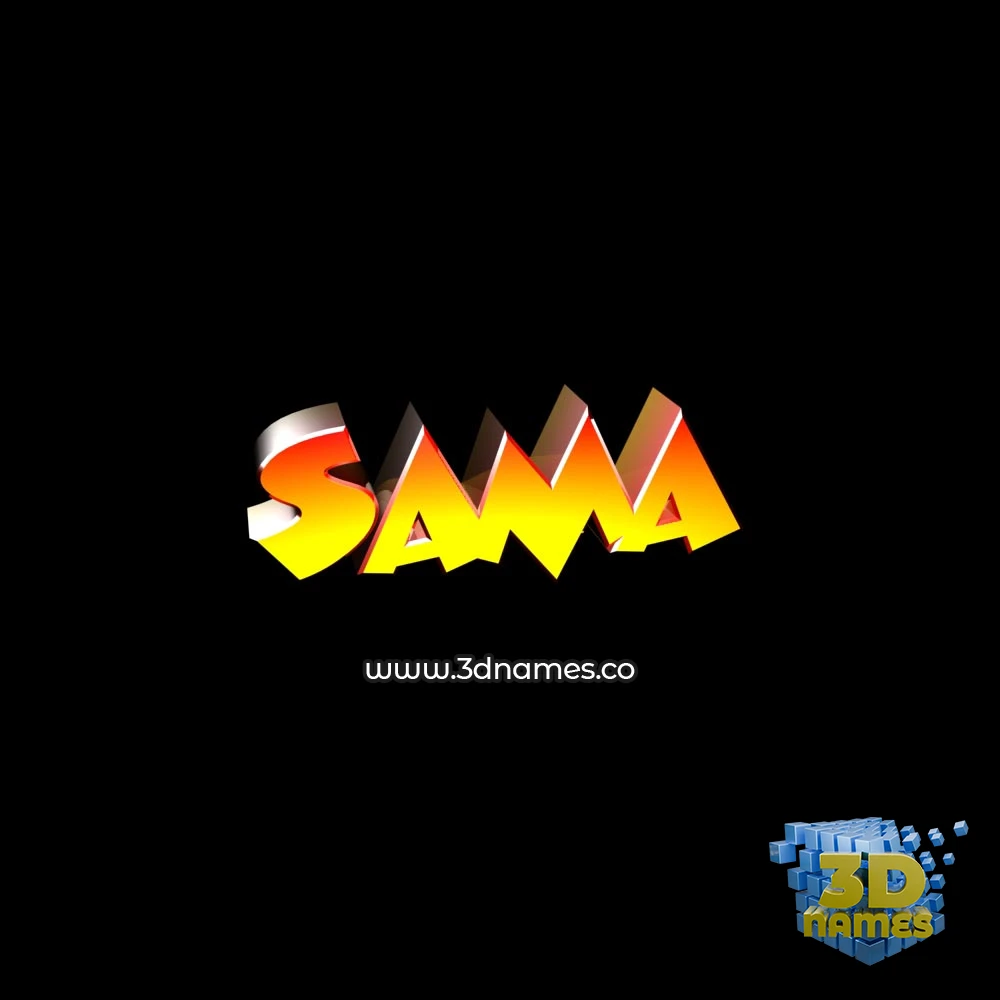 sama in Black Background style - 3D name wallpaper