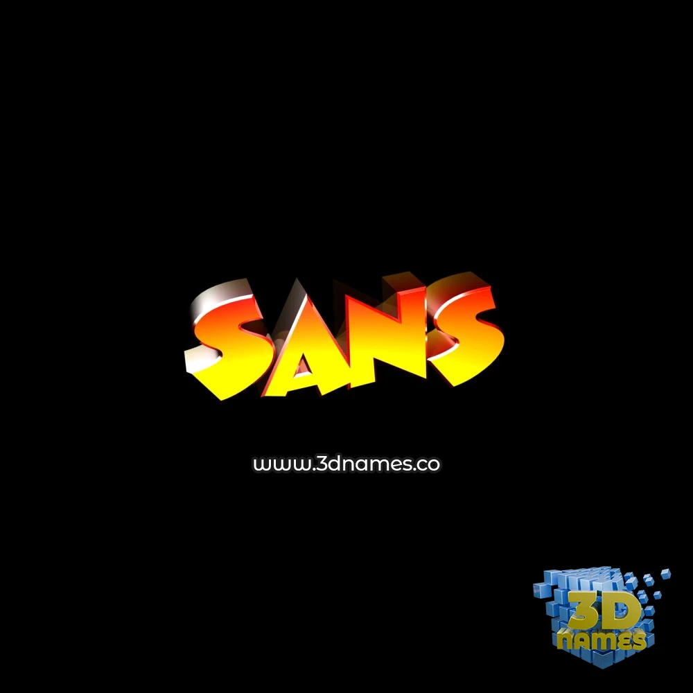 sans in Black Background style - 3D name wallpaper