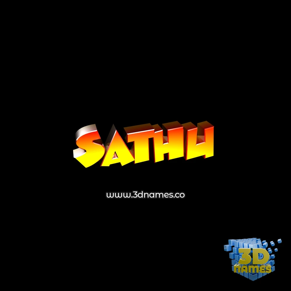 sathu in Black Background style - 3D name wallpaper