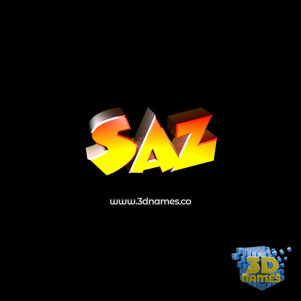 saz in Black Background style - 3D name wallpaper
