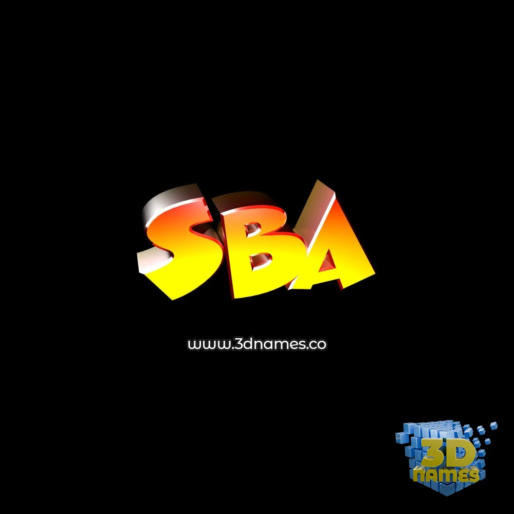 sba in Black Background style - 3D name wallpaper