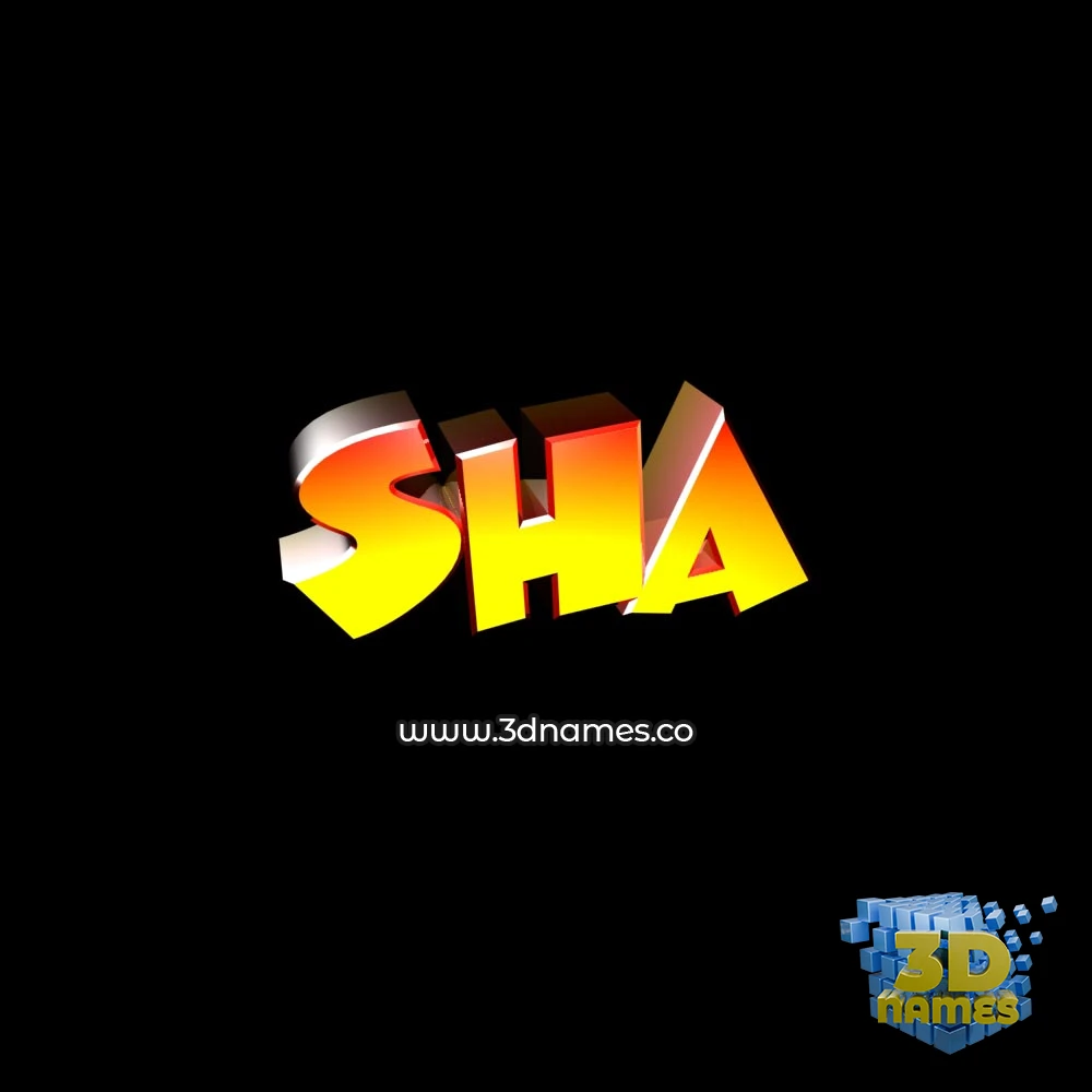 sha in Black Background style - 3D name wallpaper
