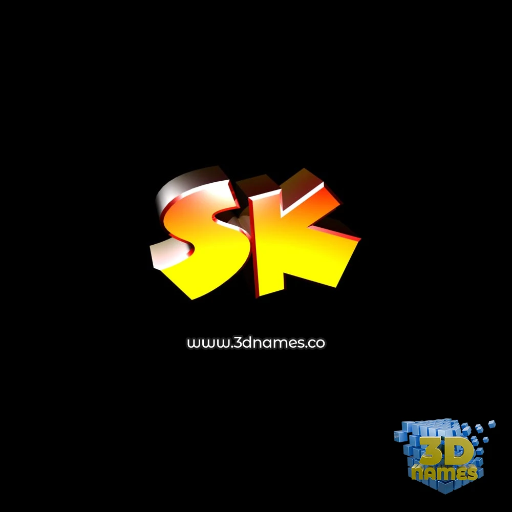 sk in Black Background style - 3D name wallpaper