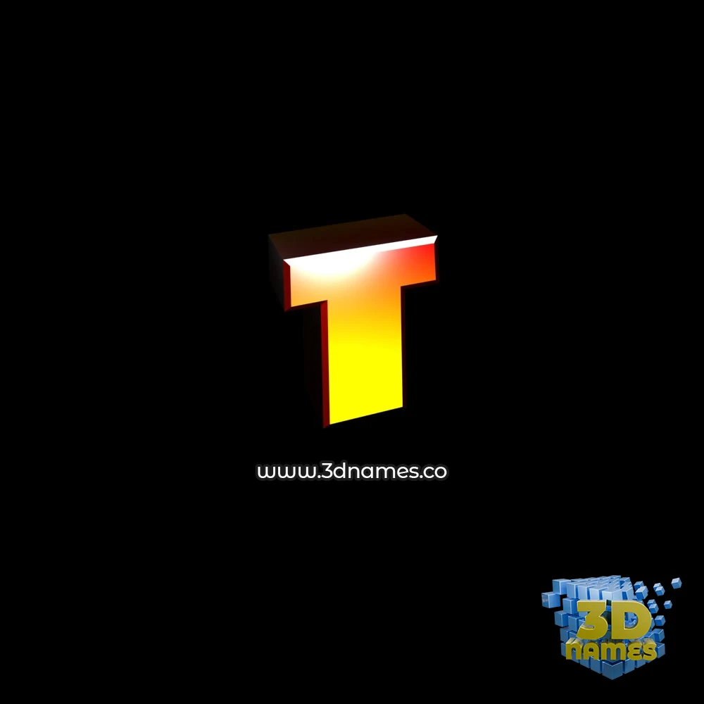 t in Black Background style - 3D name wallpaper