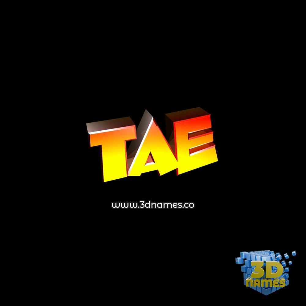 tae in Black Background style - 3D name wallpaper