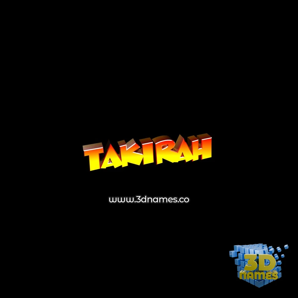 takirah in Black Background style - 3D name wallpaper