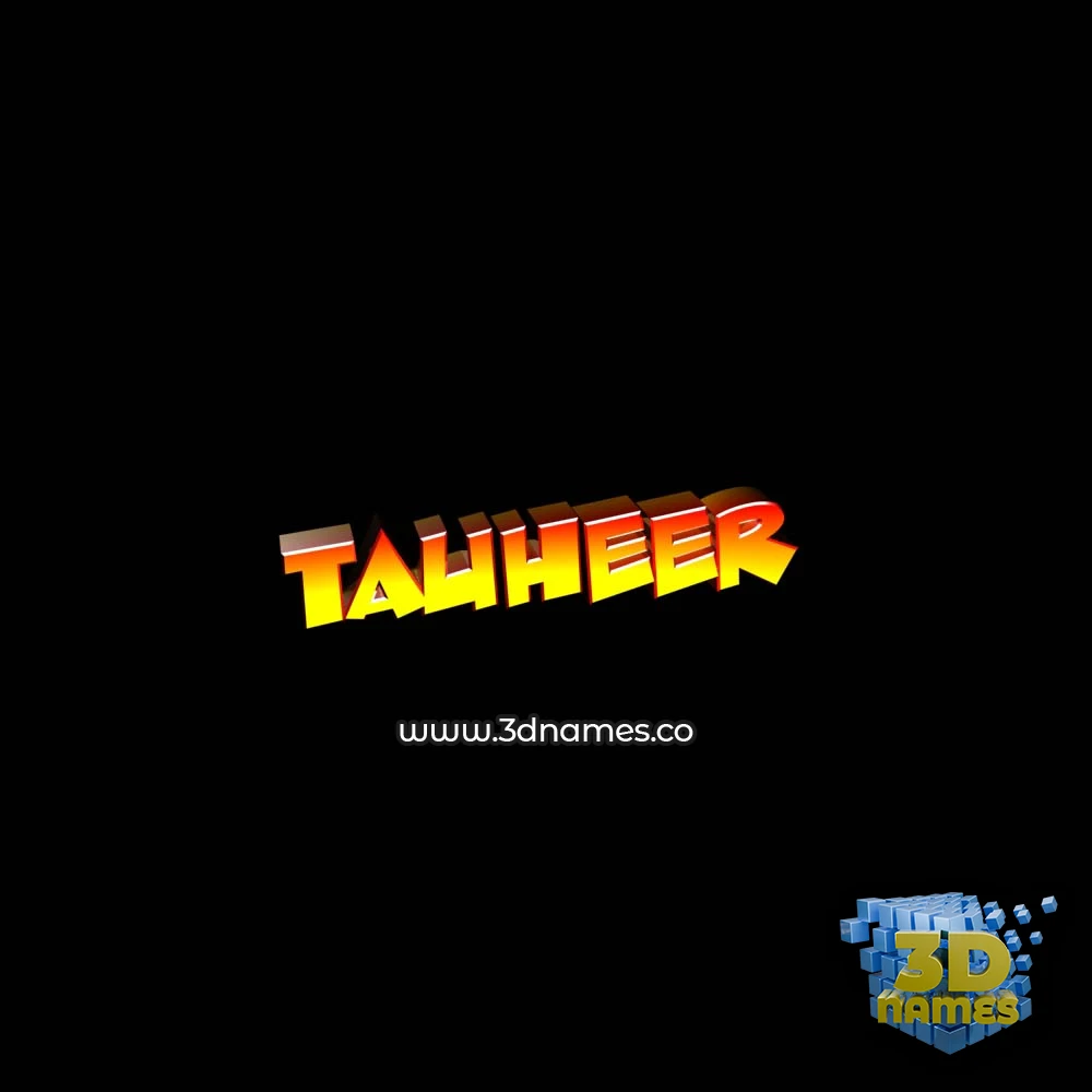 tauheer in Black Background style - 3D name wallpaper