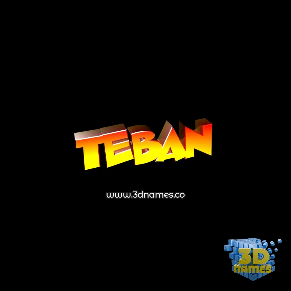 teban in Black Background style - 3D name wallpaper