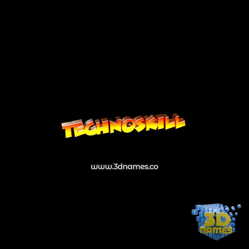 technoskill in Black Background style - 3D name wallpaper