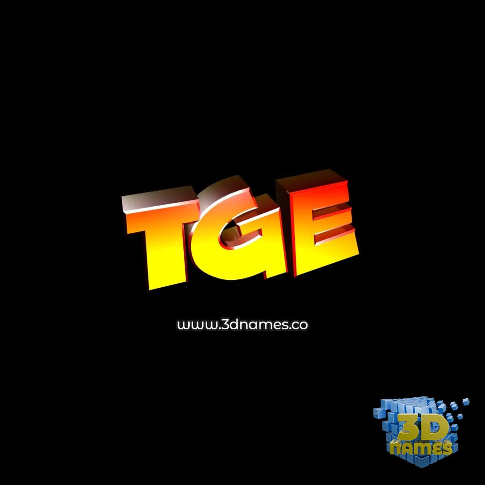 tge in Black Background style - 3D name wallpaper