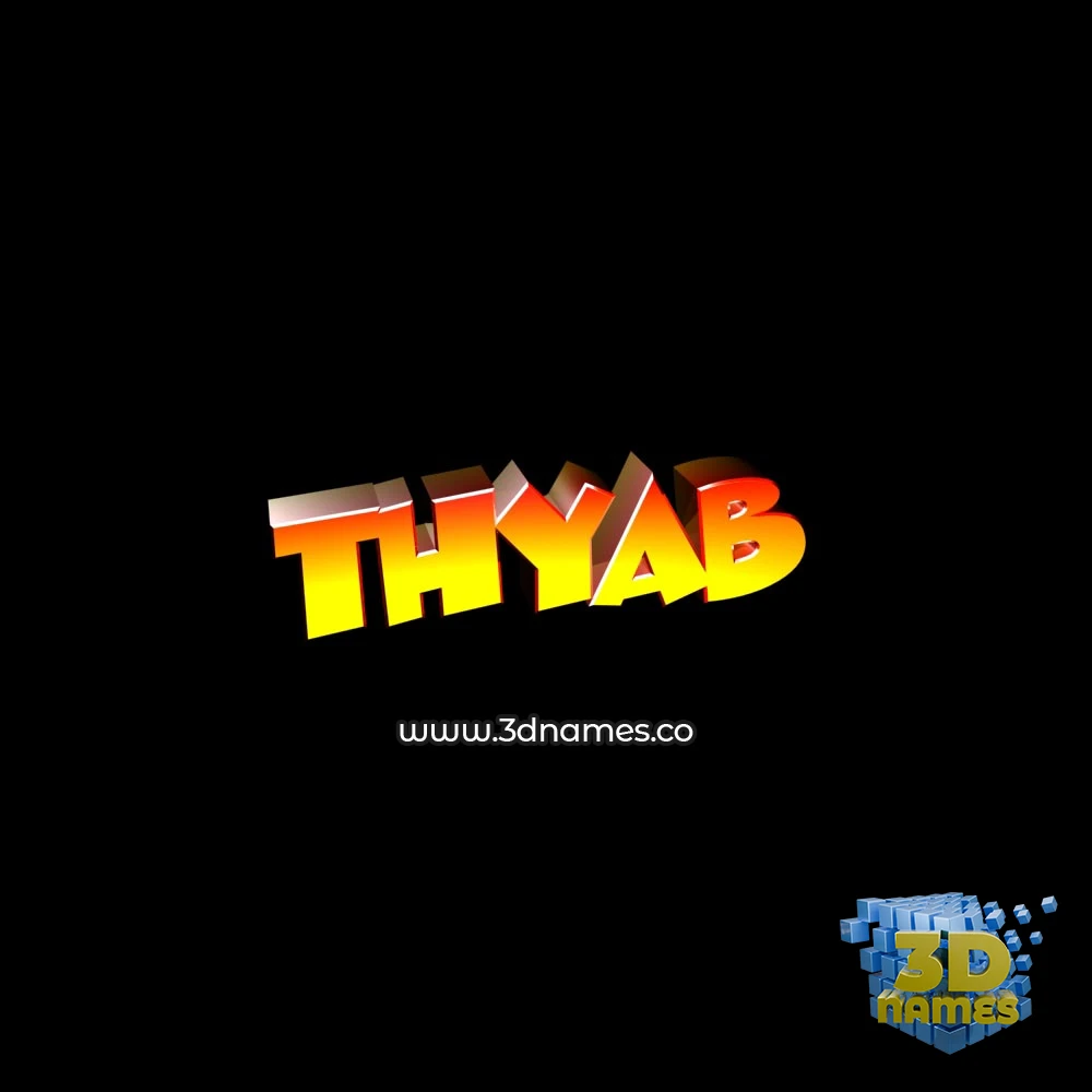 thyab in Black Background style - 3D name wallpaper