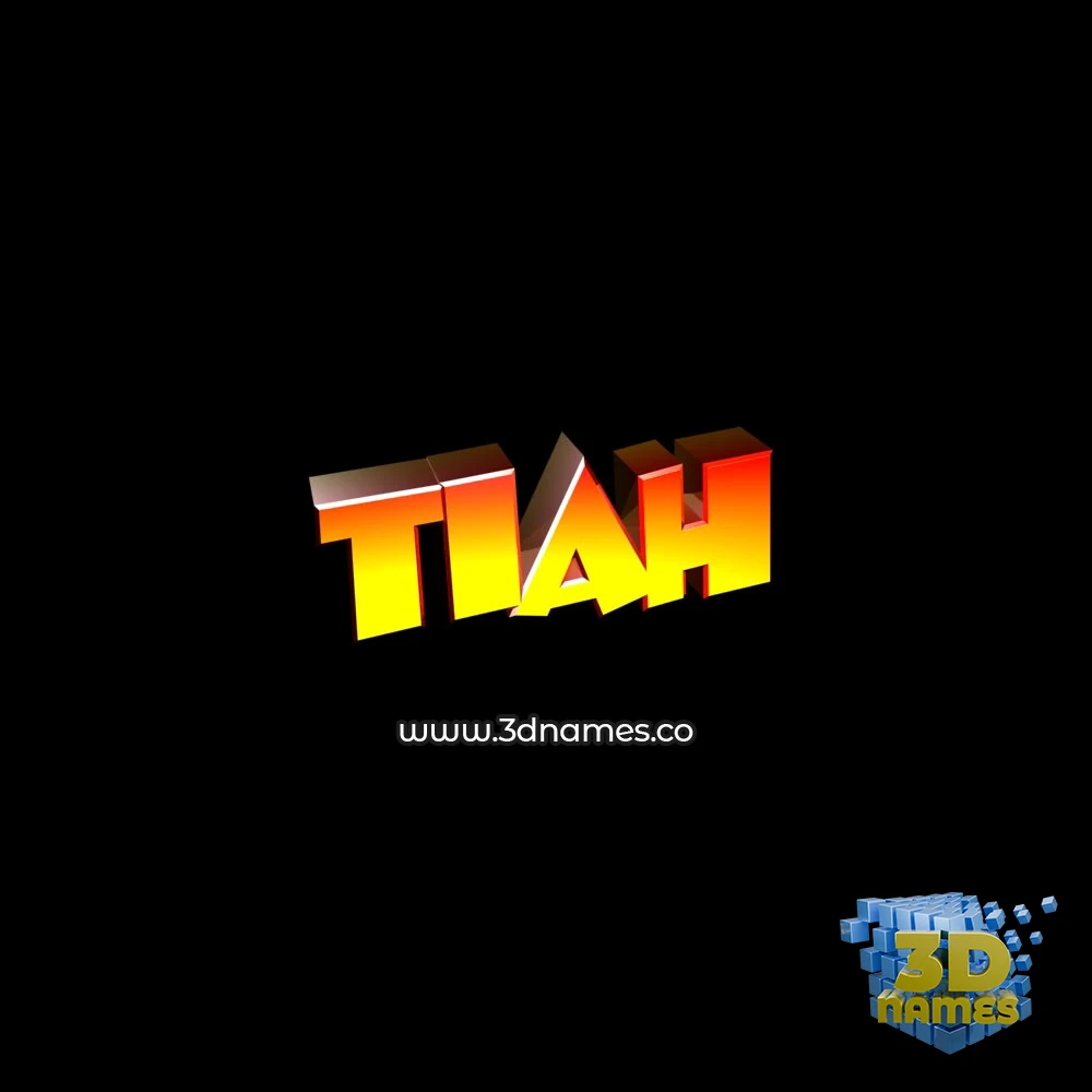 tiah in Black Background style - 3D name wallpaper