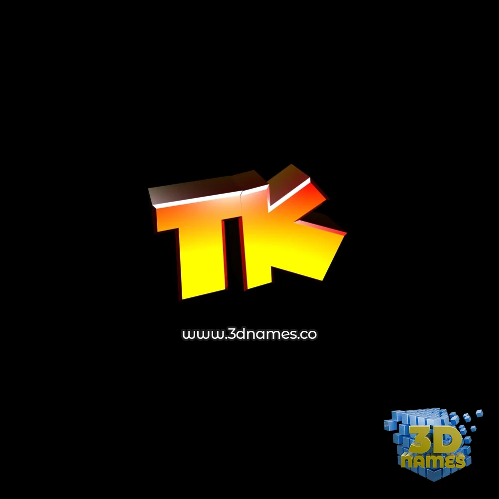 tk in Black Background style - 3D name wallpaper