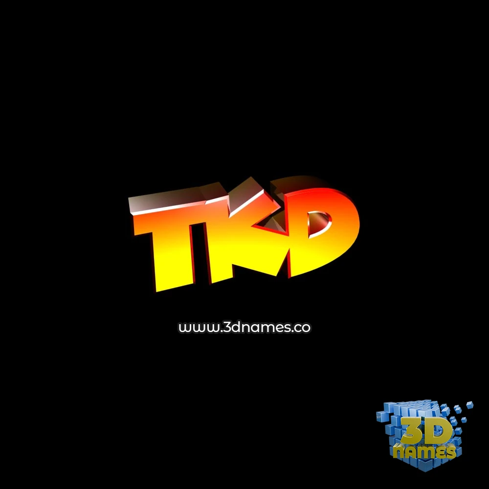 tkd in Black Background style - 3D name wallpaper
