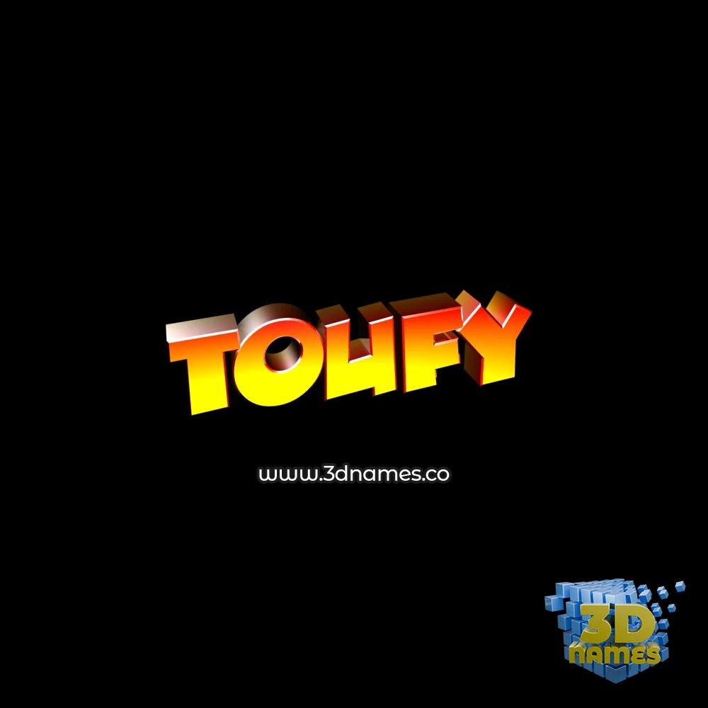 toufy in Black Background style - 3D name wallpaper
