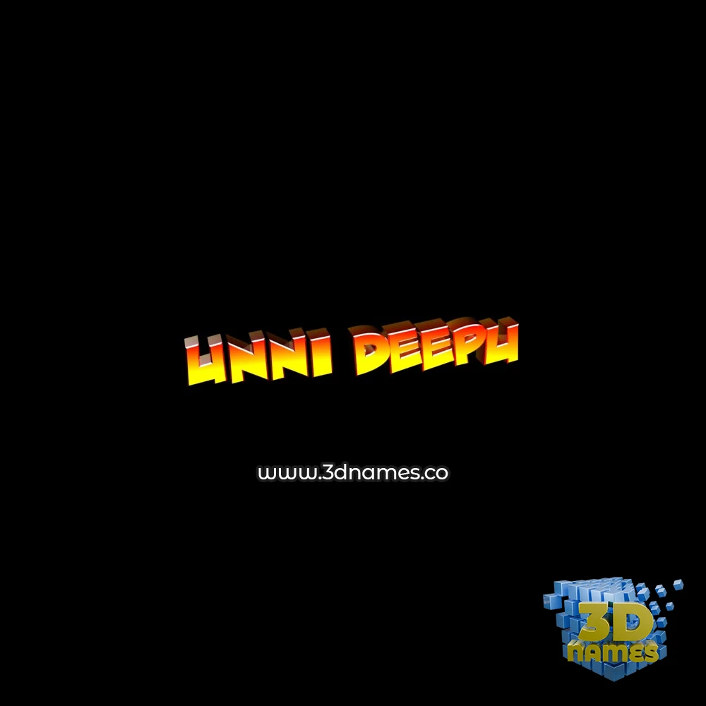 unni deepu in Black Background style - 3D name wallpaper