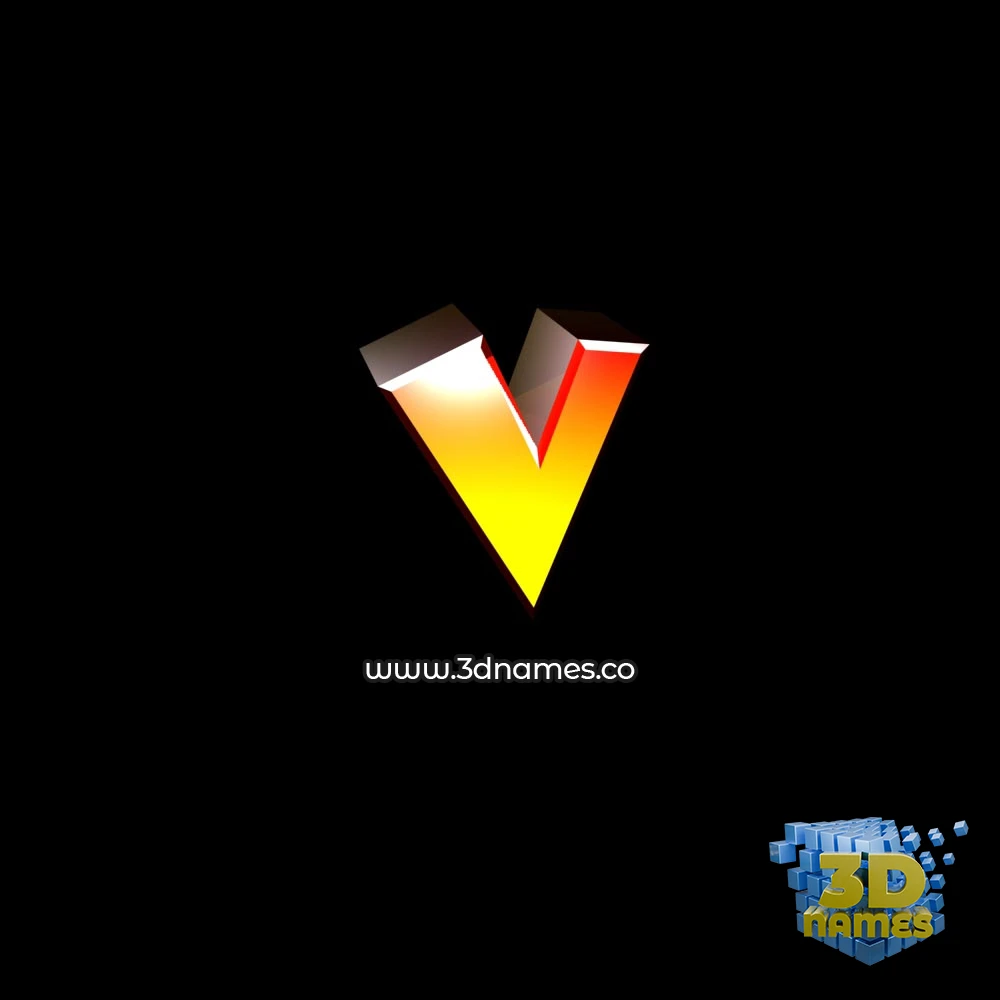 v in Black Background style - 3D name wallpaper