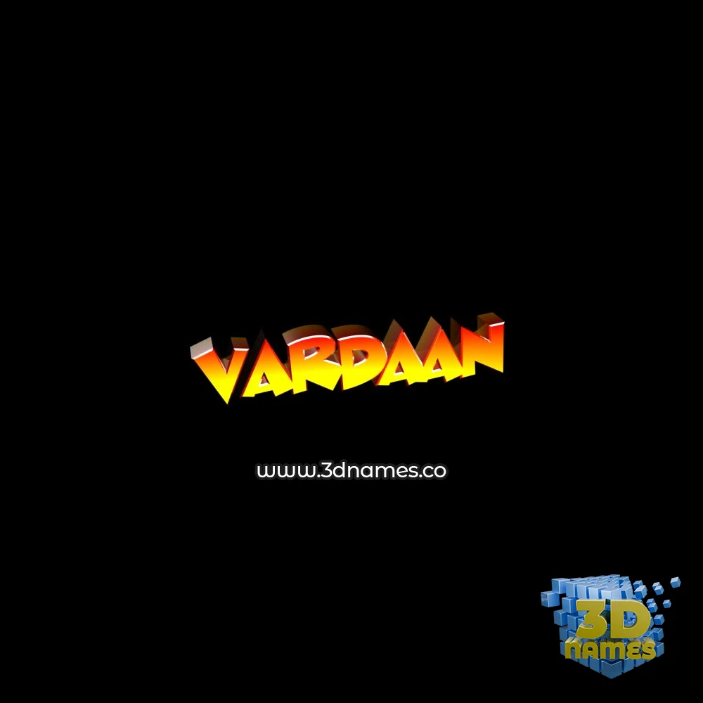 vardaan in Black Background style - 3D name wallpaper