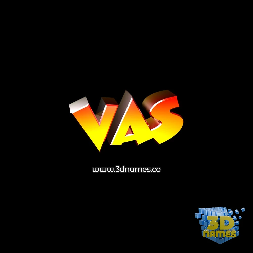 vas in Black Background style - 3D name wallpaper