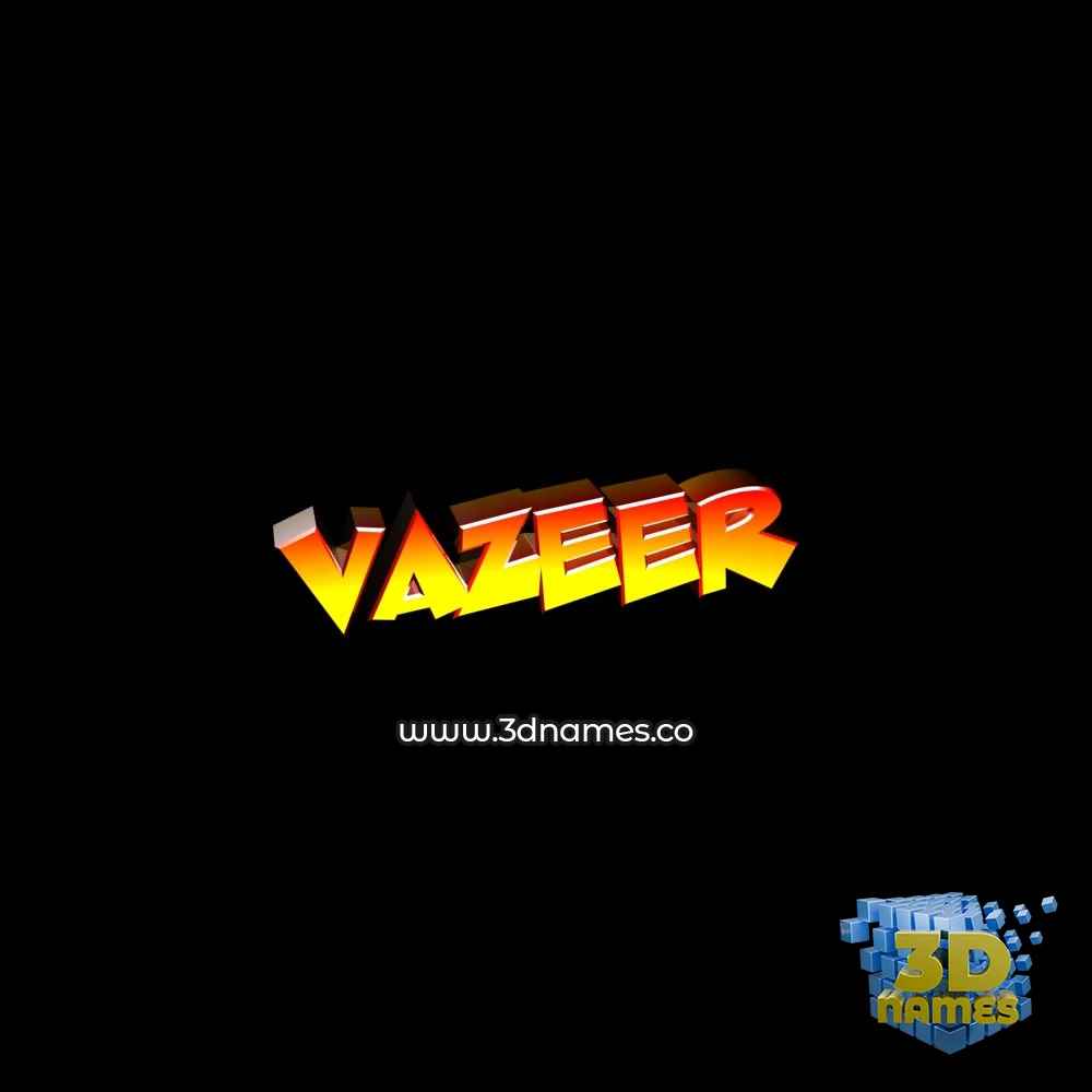 vazeer in Black Background style - 3D name wallpaper