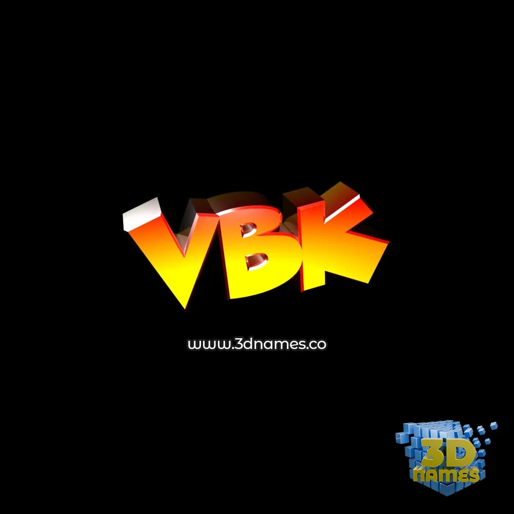 vbk in Black Background style - 3D name wallpaper