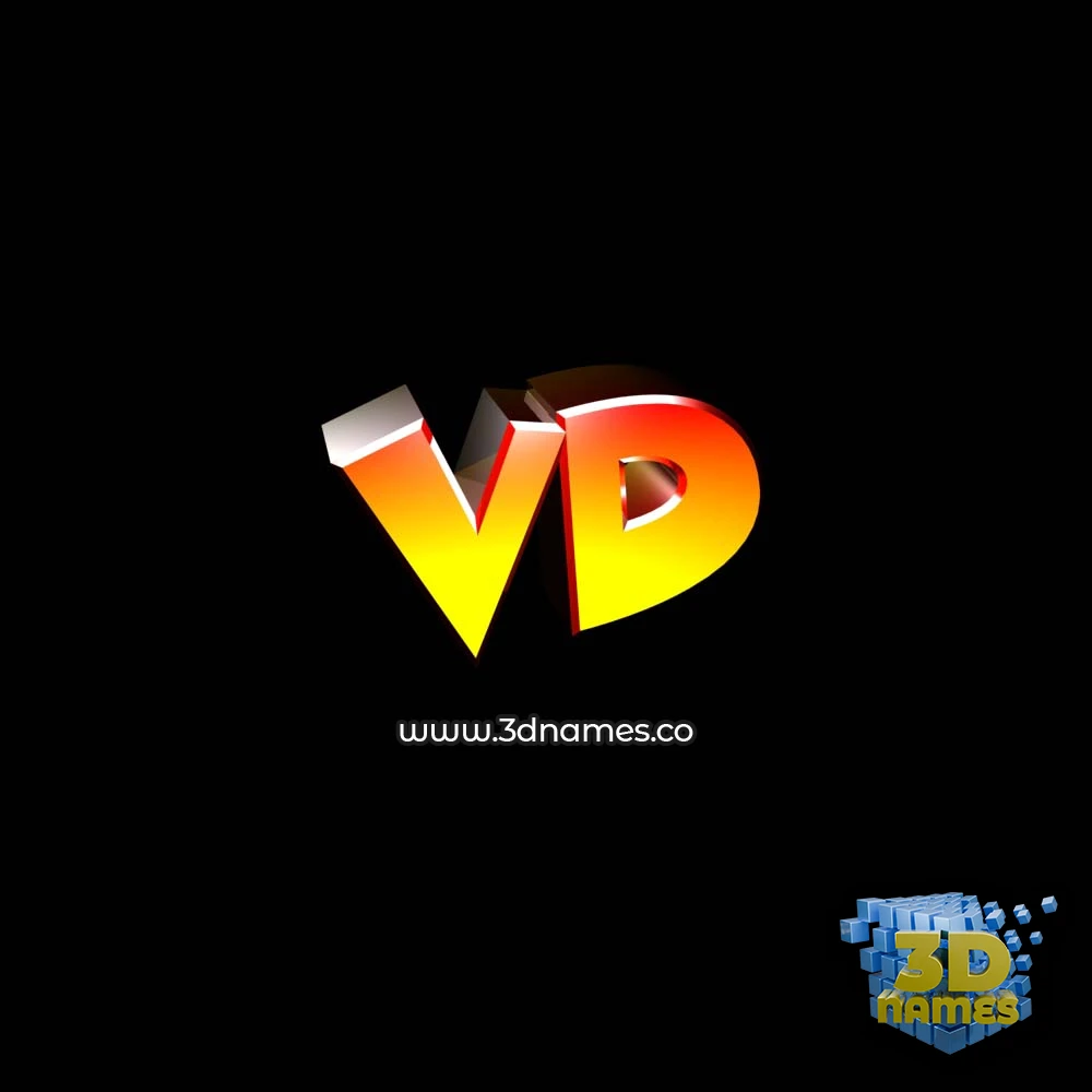 vd in Black Background style - 3D name wallpaper