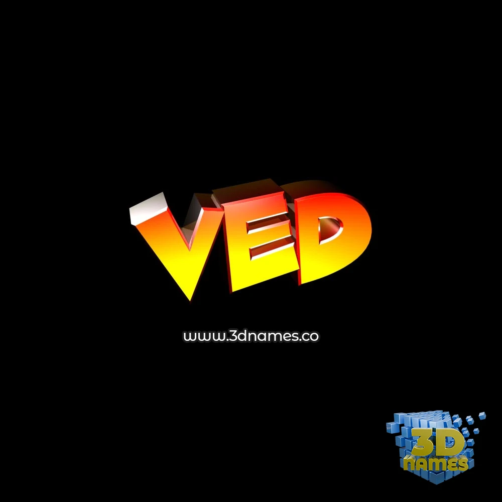 ved in Black Background style - 3D name wallpaper
