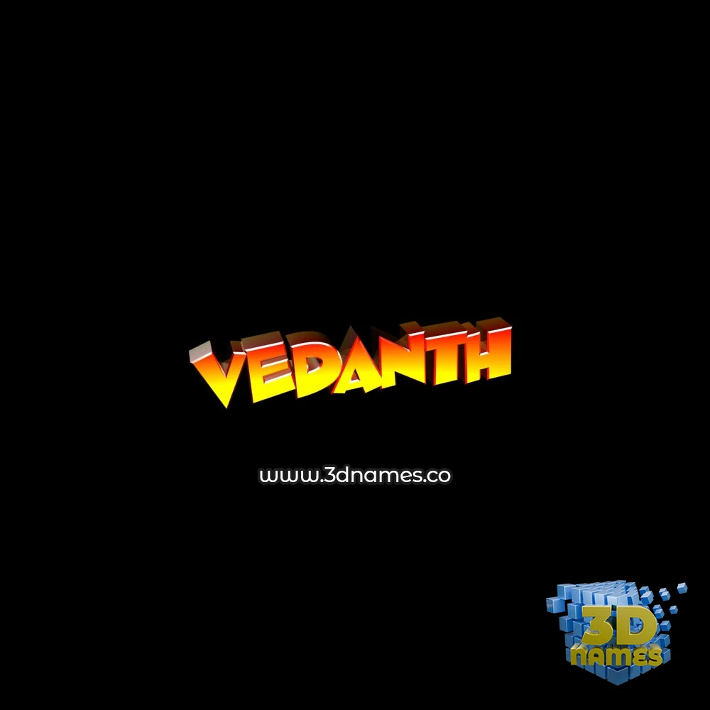 vedanth in Black Background style - 3D name wallpaper
